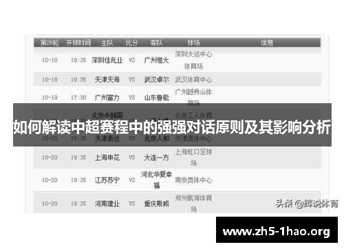 如何解读中超赛程中的强强对话原则及其影响分析