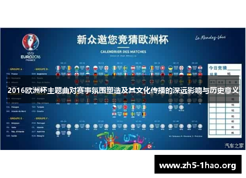 2016欧洲杯主题曲对赛事氛围塑造及其文化传播的深远影响与历史意义